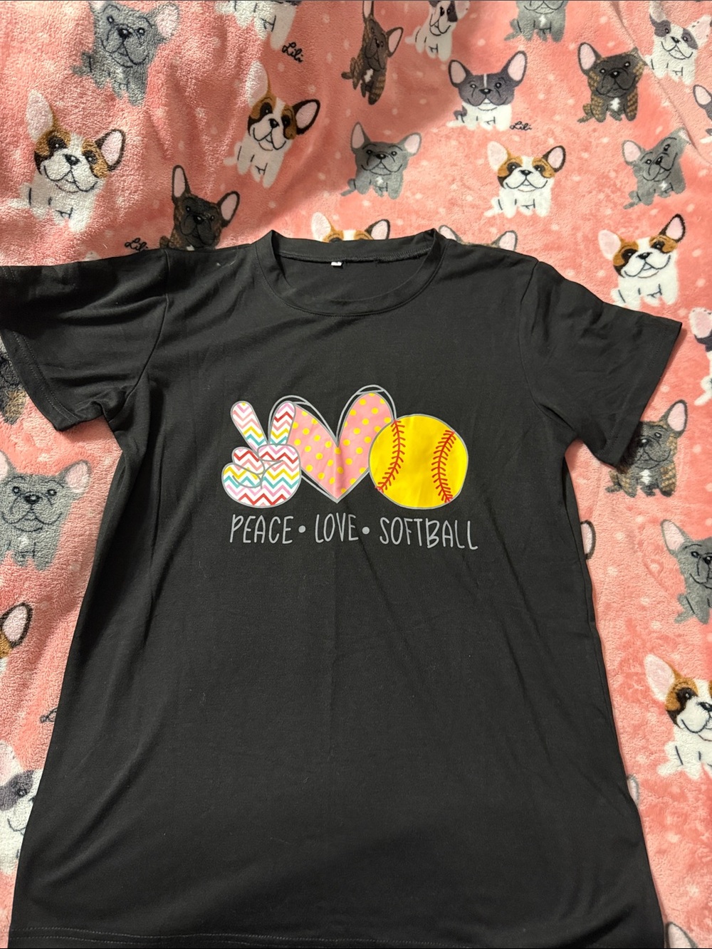 Black "Peace • Love • Softball" Graphic Tee